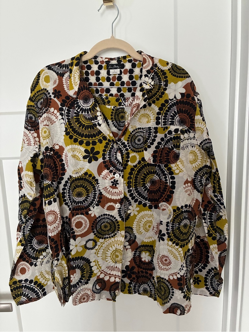 Vera Bradley Olive Multi Printed Button-Down Pajama Shorts Set